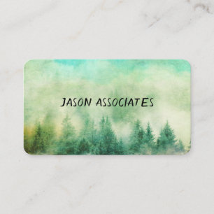 mountain pines nature art green and teal business card
