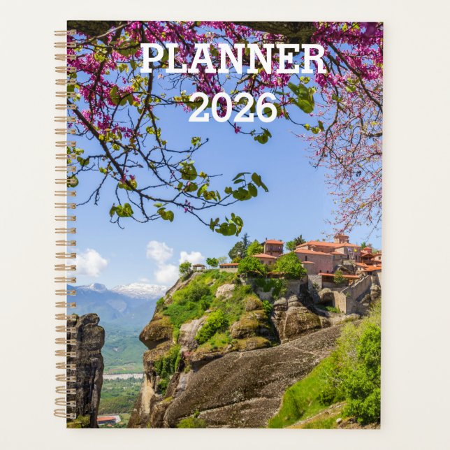 Mountain & Pink Cherry Blossom 2026 Planner  (Front)