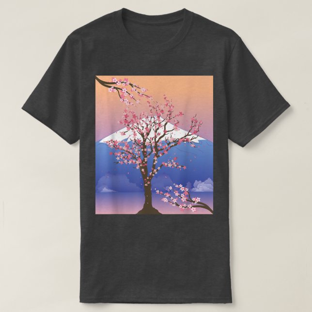 Mountain Pretty Sakura Tree Japan Flower Cherry Bl T-Shirt (Design Front)
