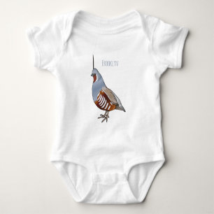 Mountain quail bird cartoon illustration baby bodysuit