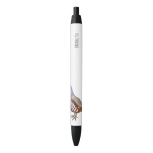 Mountain quail bird cartoon illustration black ink pen