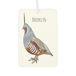 Mountain quail bird cartoon illustration car air freshener