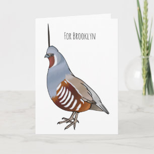 Mountain quail bird cartoon illustration card