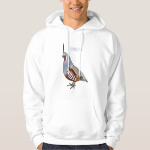 Mountain quail bird cartoon illustration hoodie