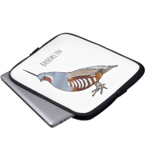 Mountain quail bird cartoon illustration laptop sleeve