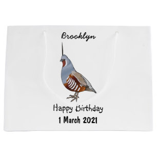 Mountain quail bird cartoon illustration  large gift bag