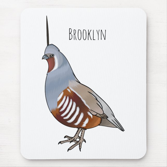 Mountain quail bird cartoon illustration  mouse pad (Front)