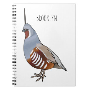 Mountain quail bird cartoon illustration  notebook