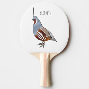 Mountain quail bird cartoon illustration ping pong paddle