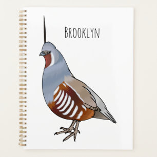 Mountain quail bird cartoon illustration  planner