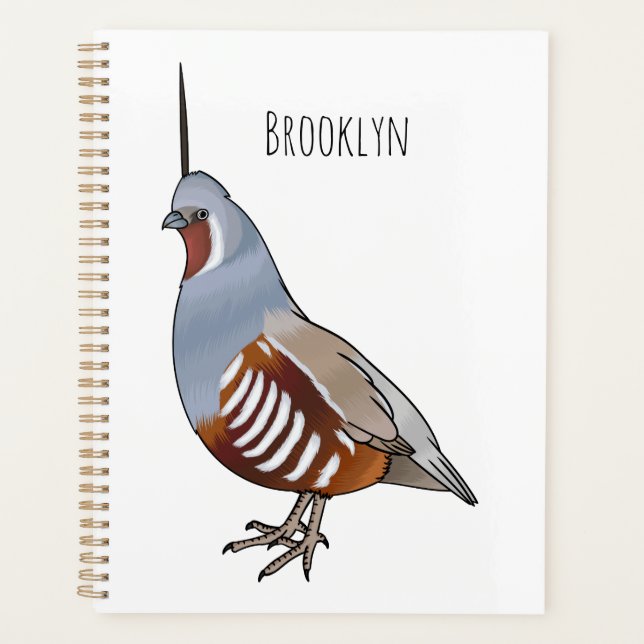 Mountain quail bird cartoon illustration  planner (Front)