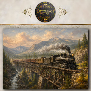 Mountain Railroad Bridge Decoupage Tissue Paper