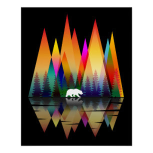 MOUNTAIN RAINBOW BEAR POSTER