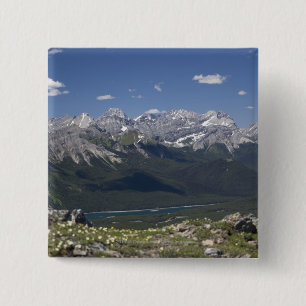 Mountain Range And Lake From On Top Of A Mountain 15 Cm Square Badge