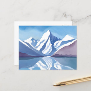Mountain Range   Blue Watercolor Landscape Postcard