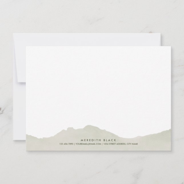 Mountain Range Personalised Stationery Flat Cards (Front)