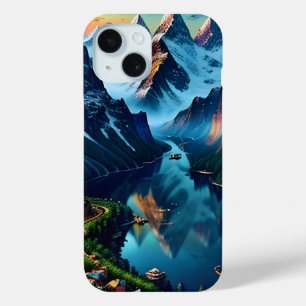 Mountain Range River and snow iPhone 15 Case