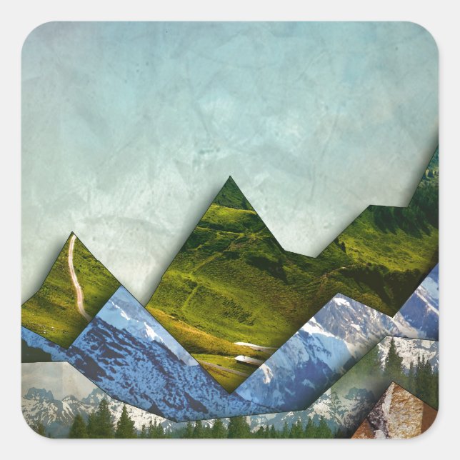 Mountain Range Square Sticker (Front)