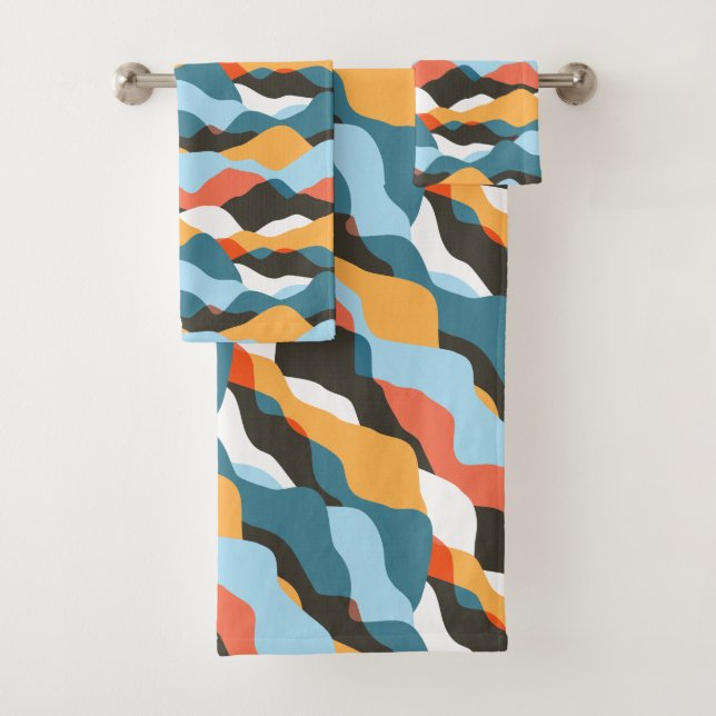 Mountain Range Waves Bath Towel Set (Insitu)