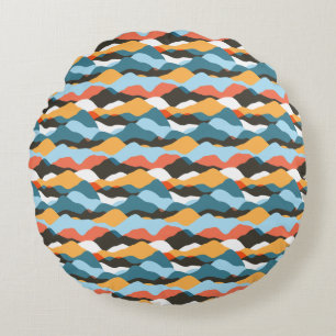 Mountain Range Waves Round Cushion
