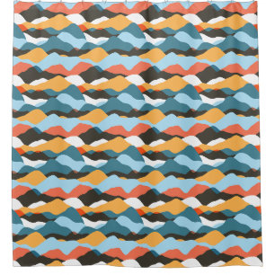 Mountain Range Waves Shower Curtain