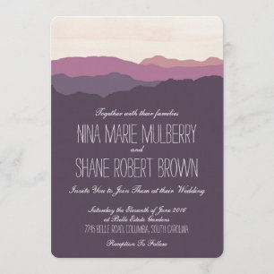 "Mountain Range" Wedding Invitation 5"x7" Purple