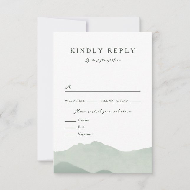 Mountain Range Wedding RSVP Card (Front)