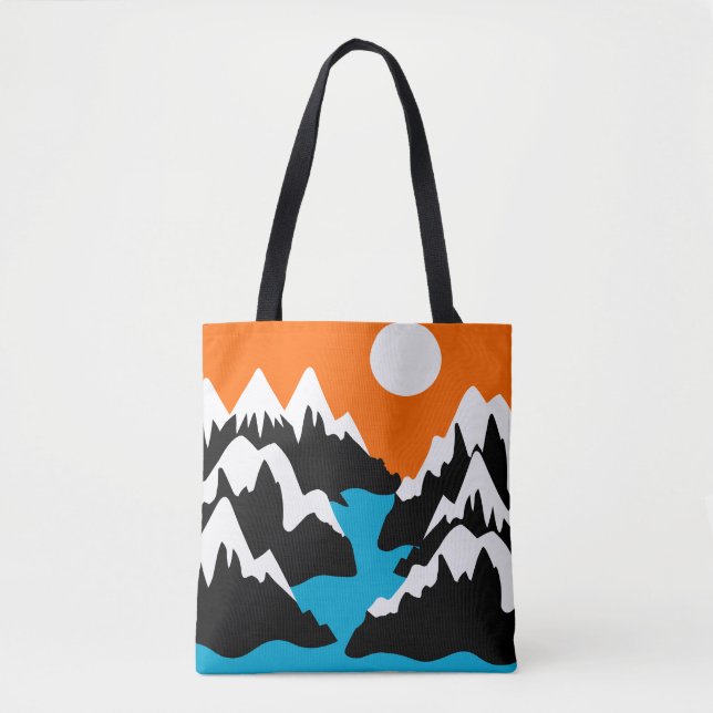 Mountain ranges lowing ranges river landscape  tote bag (Front)