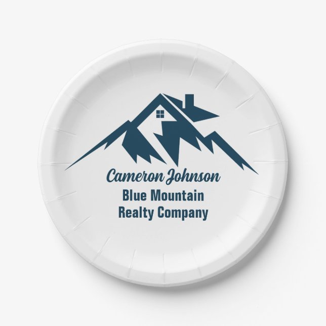 Mountain Real Estate Company Custom Marketing Paper Plate (Front)