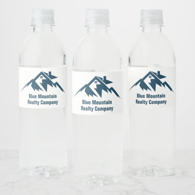 Mountain Real Estate Company Custom Marketing Water Bottle Label (Bottles)