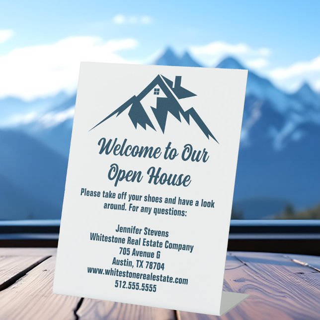 Mountain Real Estate Company Custom Open House Pedestal Sign (Creator Uploaded)