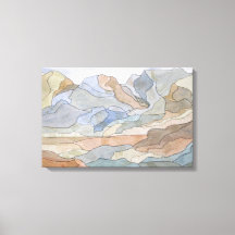 Mountain Regions Watercolor Line Art Print