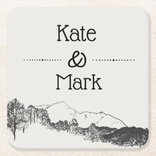 Mountain Retreat ⎥ Wedding Square Paper Coaster