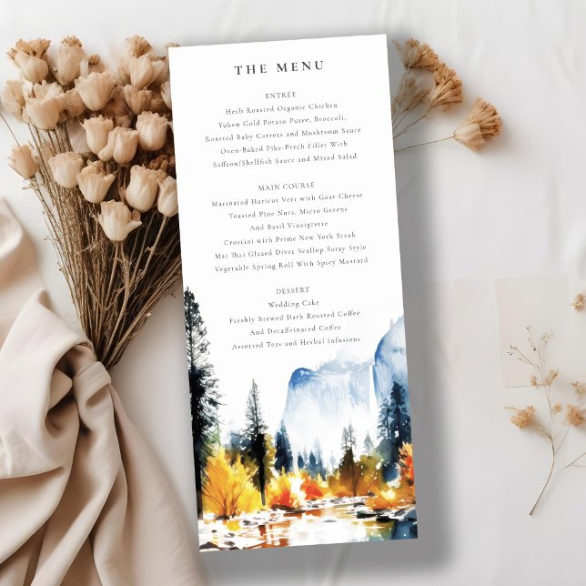 Mountain River Fall Landscape Wedding Menu Card (Creator Uploaded)