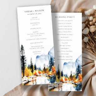 Mountain River Fall Landscape Wedding Program