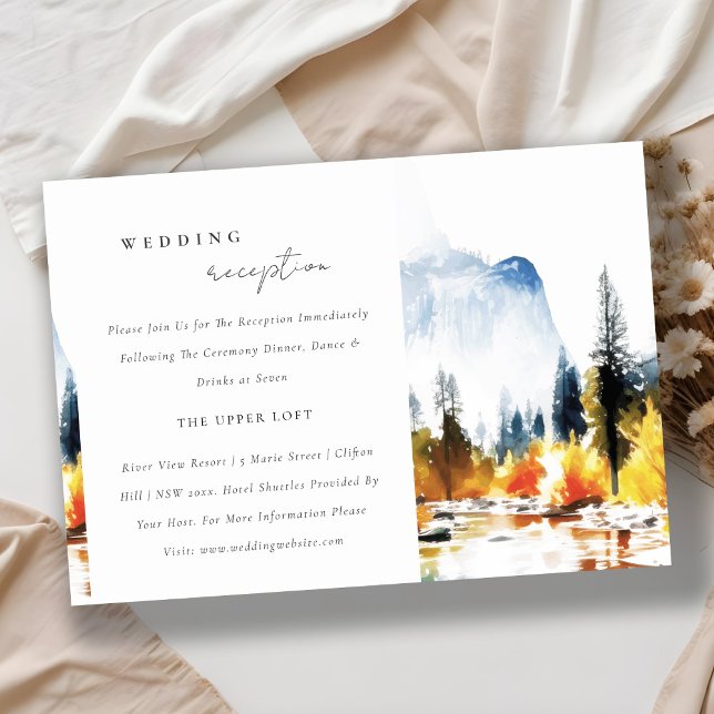 Mountain River Fall Landscape Wedding Reception Enclosure Card (Creator Uploaded)