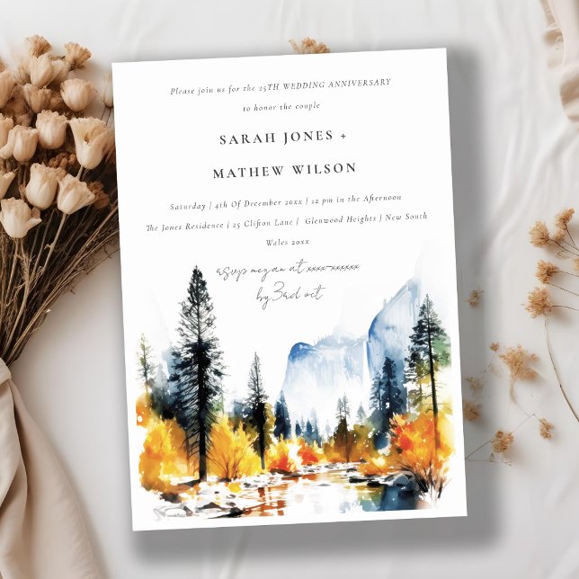 Mountain River Fall Winter Landscape Anniversary Invitation (Creator Uploaded)