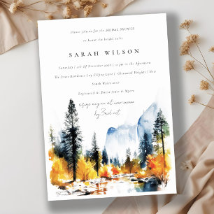 Mountain River Fall Winter Landscape Bridal Shower Invitation