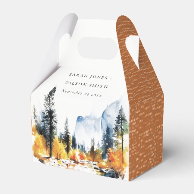 Mountain River Fall Winter Landscape Wedding Favour Box (Front Side)