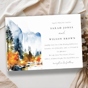 Mountain River Fall Winter Landscape Wedding Invitation