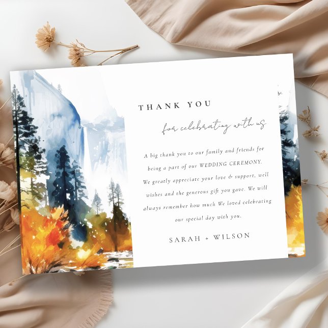 Mountain River Fall Winter Landscape Wedding Thank You Card (Creator Uploaded)