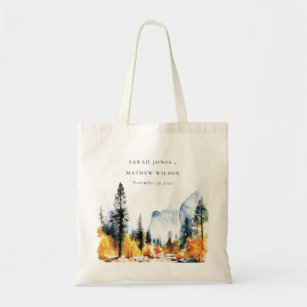 Mountain River Fall Winter Landscape Wedding Tote Bag