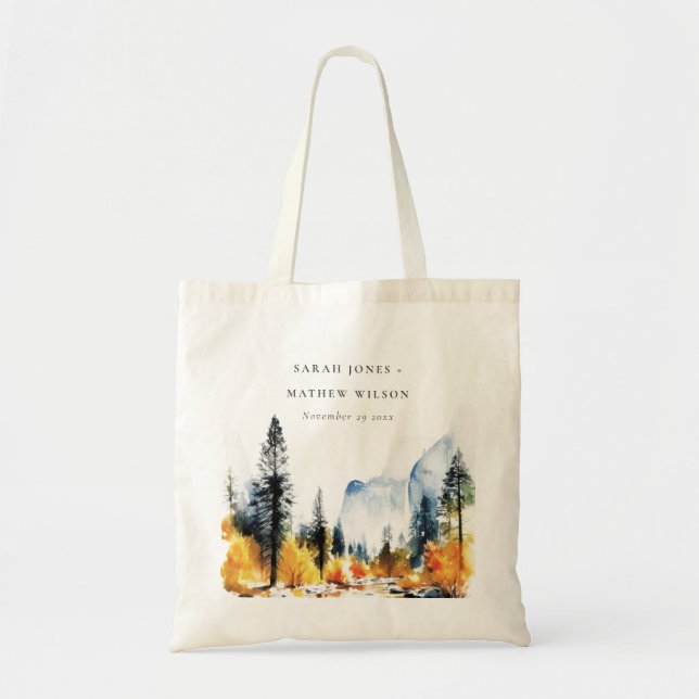 Mountain River Fall Winter Landscape Wedding Tote Bag (Front)