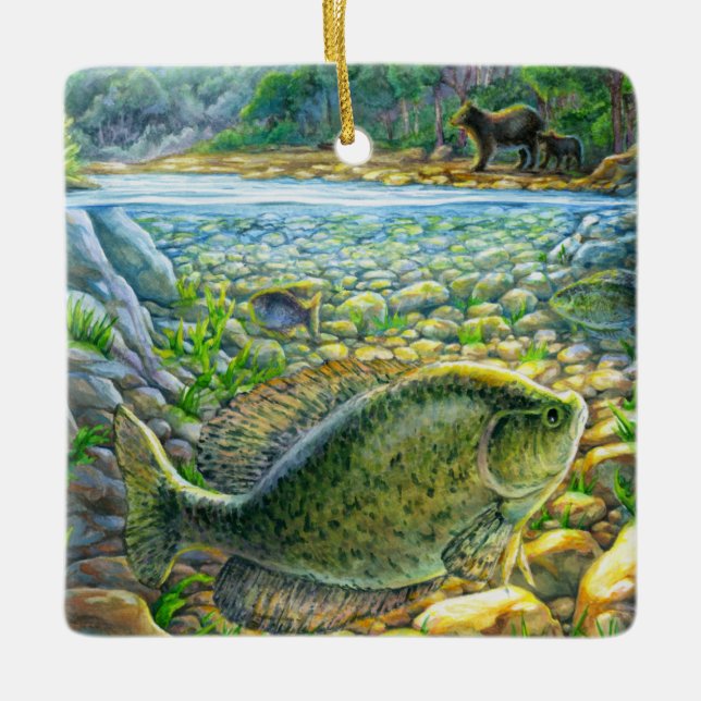 Mountain River Fish Ceramic Ornament (Front)