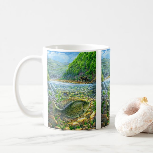Mountain River Fish Coffee Mug (With Donut)