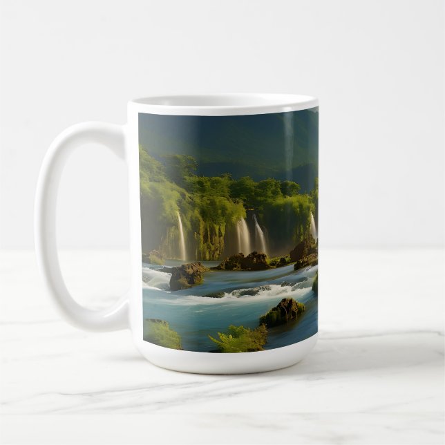Mountain River in the forest Coffee Mug (Left)
