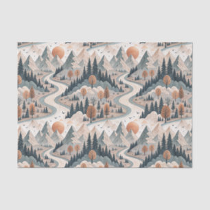 Mountain River Landscape Boho Abstract Pattern Art Tissue Paper