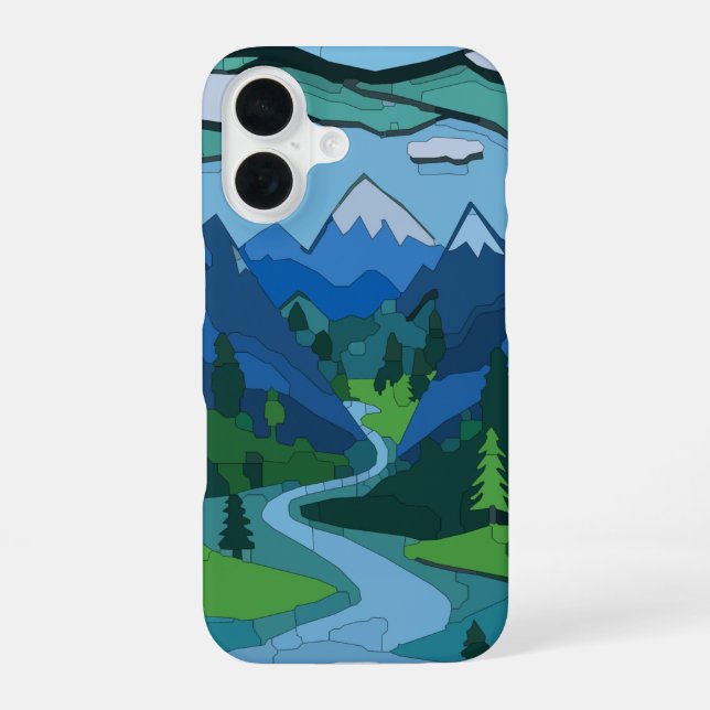 Mountain River Valley Cutout iPhone 16 Case (Back)