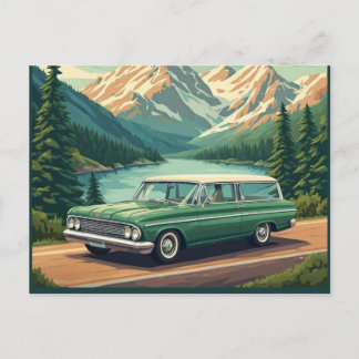 Mountain Road Classic Colorado Vintage Car Style Postcard