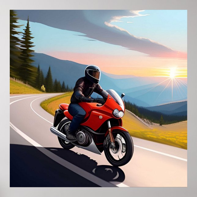 Mountain Road Motorcycle Scene For Riders  Poster (Front)